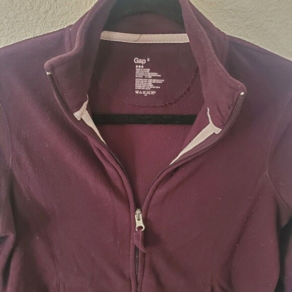 GAP fleece lined Sweater Jacket Purple warm full zip retro Women's Sz Small - Picture 3 of 15